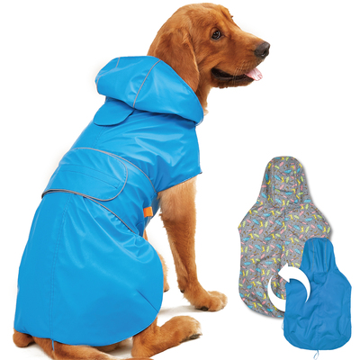 KIMEE Dog Reversible Raincoat-Blue 2XL