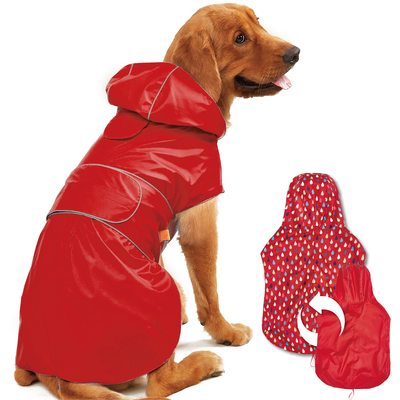 KIMEE Dog Reversible Raincoat-Red 2XL