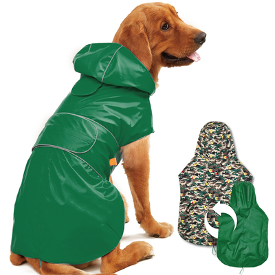 KIMEE Dog Reversible Raincoat-Green 2XL