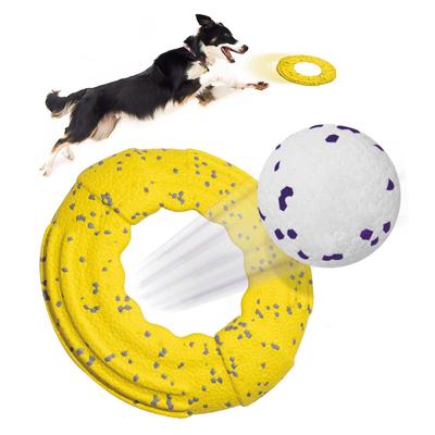 KIMEE Dog Flying Disc&Dog Ball Set-Yellow